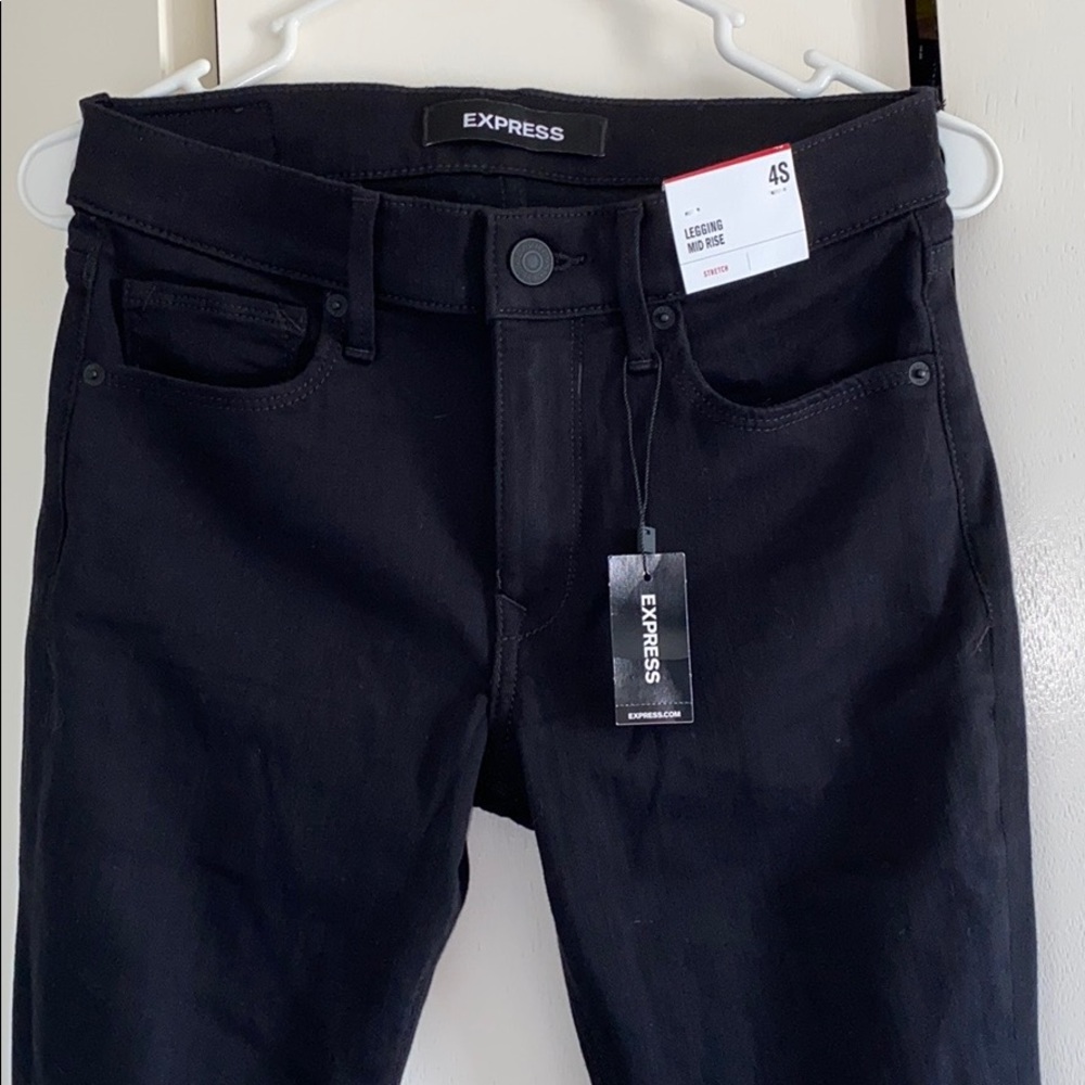 Express Mid-rise black skinny jeans